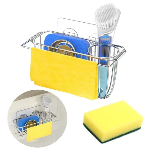 TENTHPEO Sink Caddy Sink Tidy, 4 in 1 Kitchen Sink Organiser, Stainless Steel