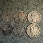 Mercury Dimes Silver 1936-1945 Lot of 6