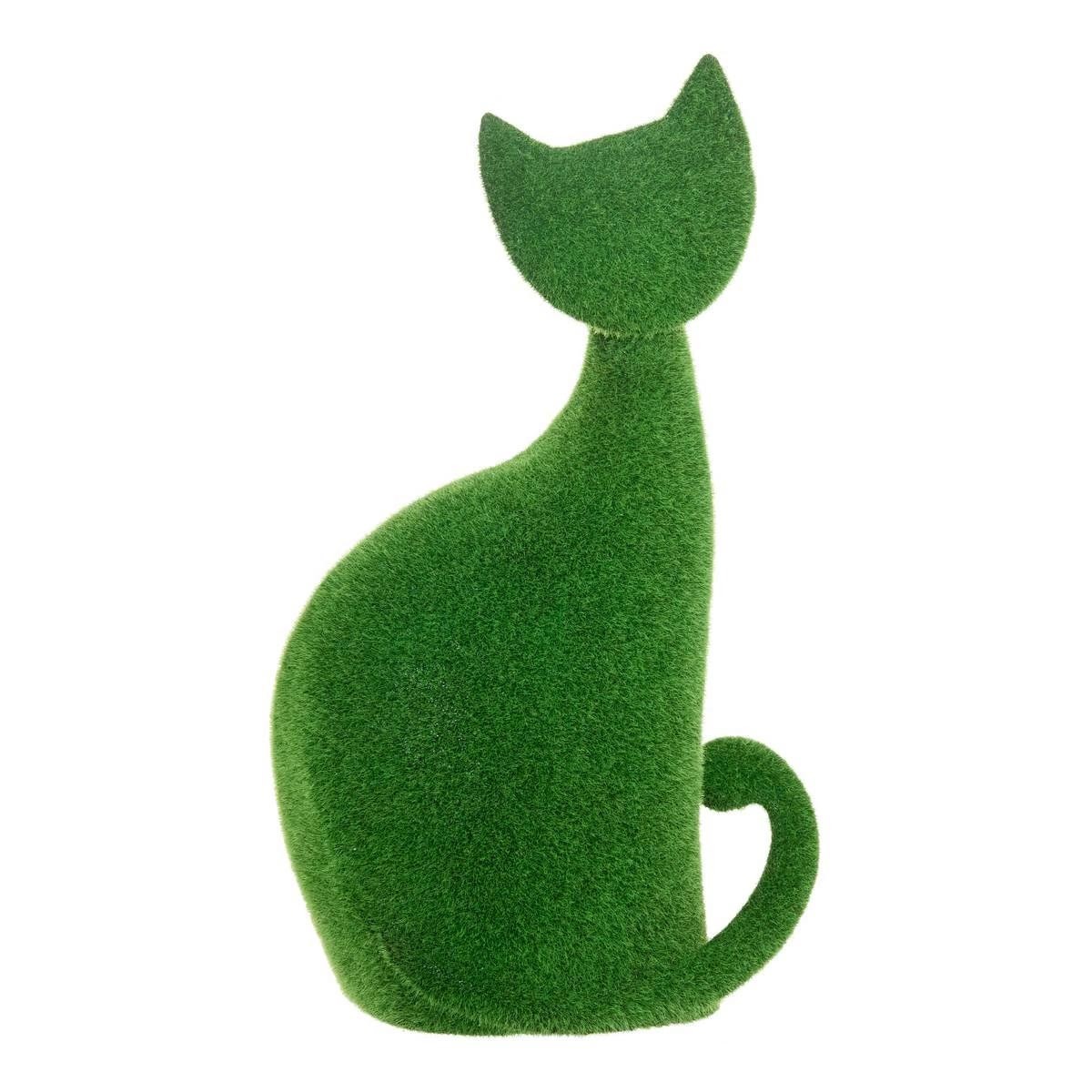 Chat déco extérieur Grass de 43cm en herbe artificielle verte pour jardin