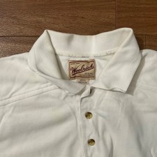Woolrich White Men's Short Sleeve Polo Shirt 100 Cotton Vintage MED