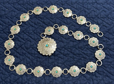 SOUTHWEST CONCHO BELT 35" LONG FAUX TURQUOISE