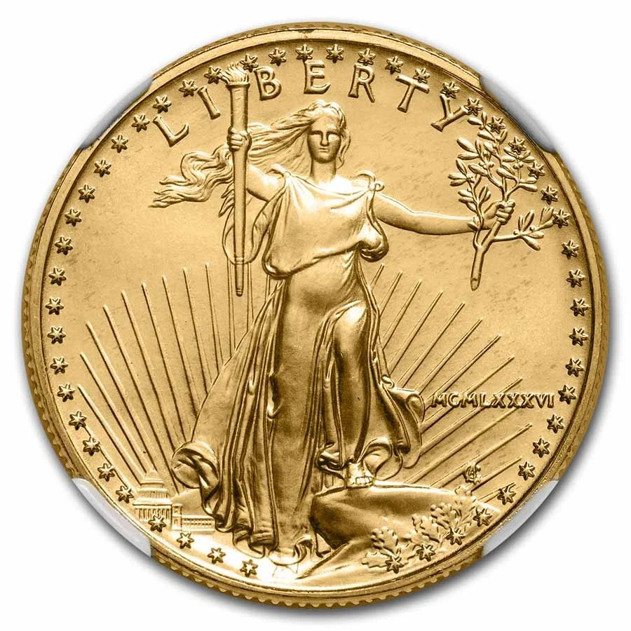 1986 1/2 oz American Gold Eagle MS-69 NGC - Image 2 of 3