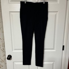 Hilary Radley Women Black Textured Slim Leg Pants Size S