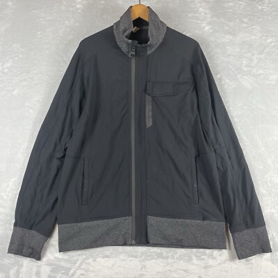 Lululemon Full Zip Fitted Performance Jacket Mens 2XL Gray Magnetic Pocket Gym