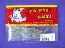Lot Of 3 Packs - Big Bite Baits 4" Curl Tail Grubs - Color Clear Silver Flake