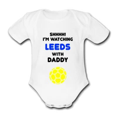 PSYCHOBABY LEEDS @united Strampler Baby Weste wachsen Geschenk beobachten mit Papa etc Fußball UTD