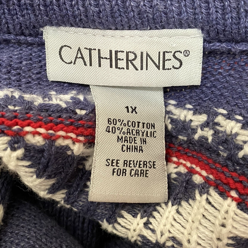 Catherines Woman's Plus Size 1X Red/White/Blue Open Cardigan 3/4 Sleeve V-Neck - 第 13/15 張圖片