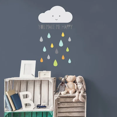 Pegatina de pared Happy Cloud | Pegatinas de pared para guardería | Stickerscape | Reino Unido