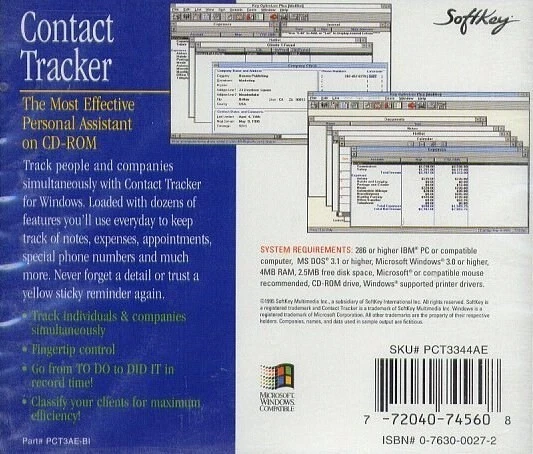 Contact Tracker (PC-CD, 1995) for Windows & DOS - NEW CD in SLEEVE - Image 3 of 3