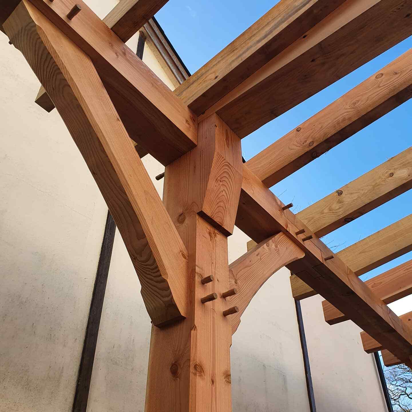 Large timber posts and beams - lintels, timber framing, pegola, self ...