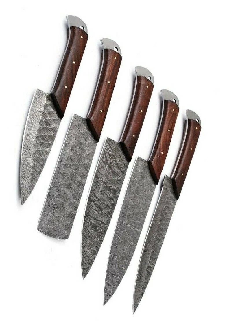 Custom Handmade HAND FORGED DAMASCUS STEEL CHEF KNIFE Set Kitchen Knives Set