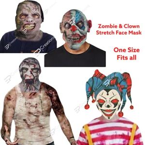 Halloween Masks Scary Fancy Dress Accessory Clown Zombie Scary Stretch Masks UK
