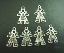LOT de 6 PENDENTIFS breloques FILLES GIRLS 24 x 14mm sans nickel perles bijoux