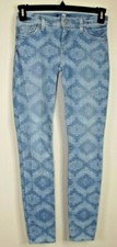 7 FOR ALL MANKIND Womens the SKINNY JEANS - Size 26 - Blue Pattern Printed