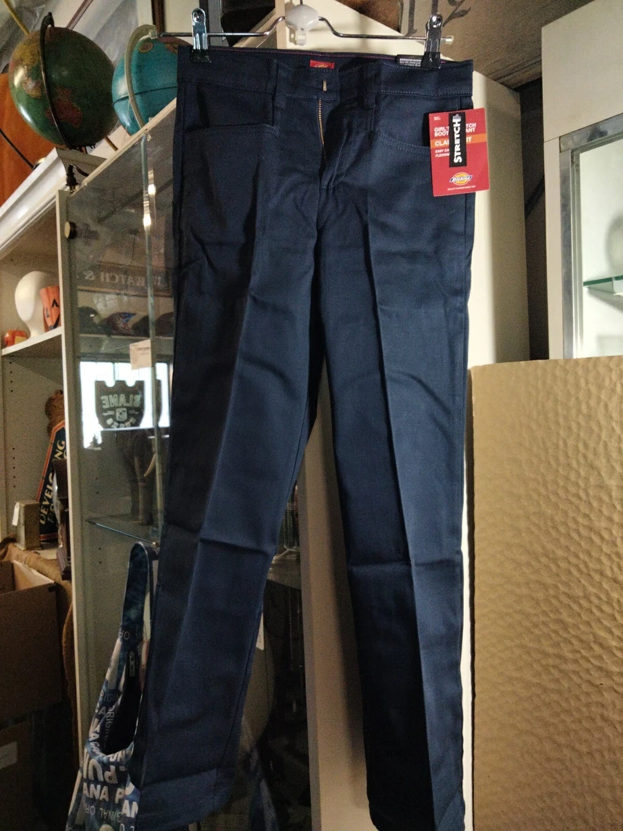 Dickies Girls Stretch Boot Cut Pant Classic Fit Size 10 Rg Navy