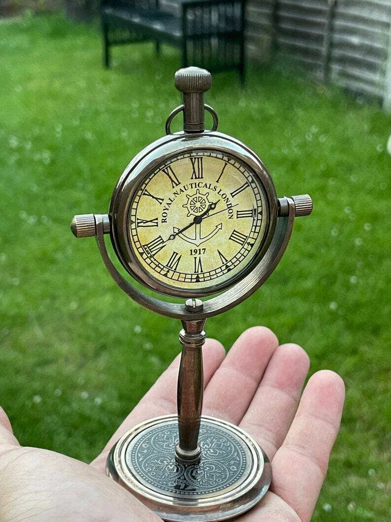 Brass Table Clock Antique Nautical Home & Office Gift, Silent Clocks