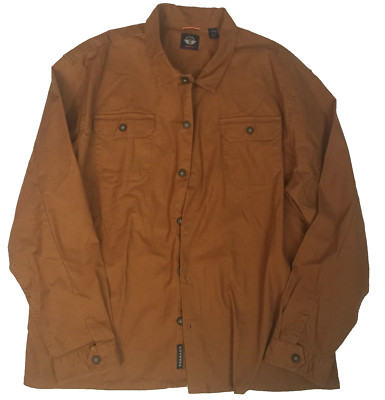DOCKERS SHIRT MENS XXL SUPREME FLEX BUTTON UP OVERSHIRT LONG SLEEVE BROWN 56x31''