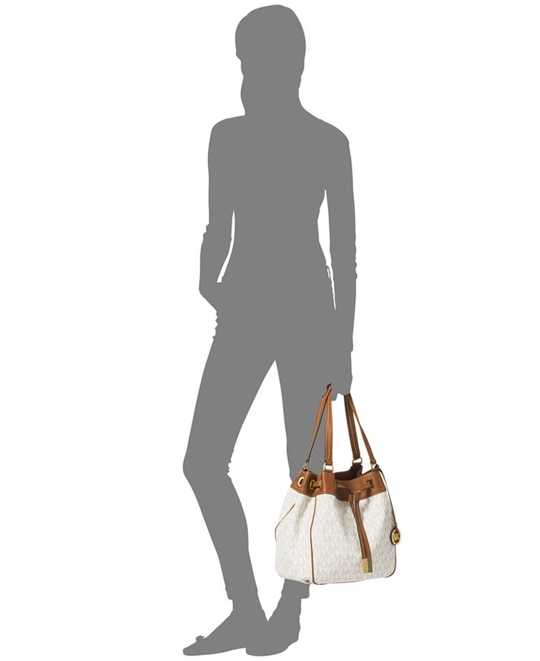 Bolso de hombro grande Michael Kors Marina Vanilla Signature *sin salida* Foto 3 de 4