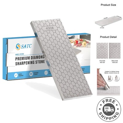 Diamond Sharpening Stone 2 Side Grit 400/1000 Diamond Plate Honing Stone 8-in...