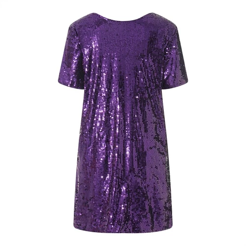 Pailletten Sommer T-Shirt Kleid Damen kurzärmelig Rundhals lose Passform - Bild 10 von 23