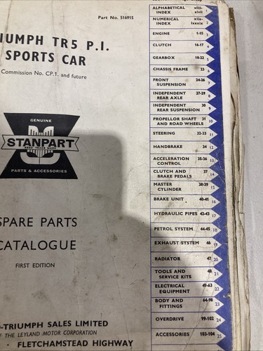 TRIUMPH TR5 PI FACTORY ISSUE ILLUSTRATED SPARE PARTS CATALOGUE - Picture 3 of 7