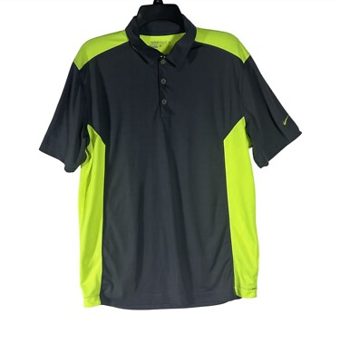 Nike Golf Dri-FIT Polo Shirt Mens Medium Gray Volt Yellow Colorblock Ericsson