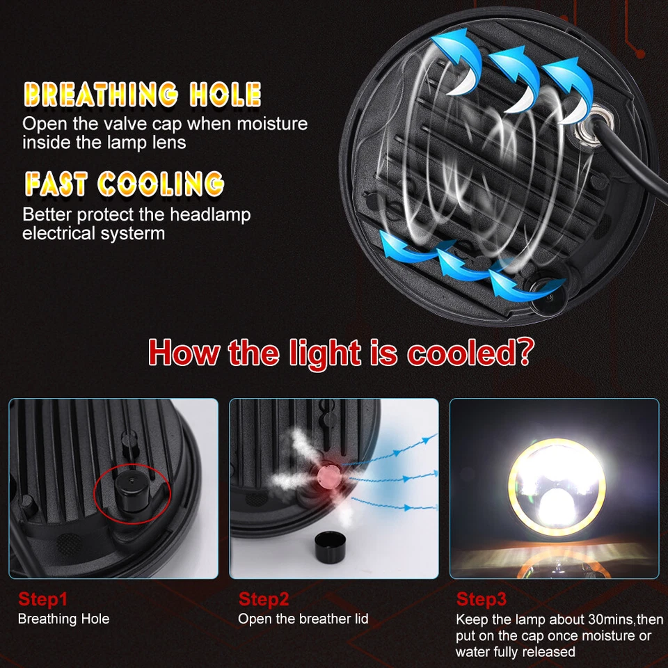 For Jaguar XJ XJR XJ8 4PCS 5.75" 5-3/4 inch Round LED Headlights High Low Beam - Image 4 of 4