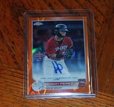 2022 Topps Pro Debut HEDBERT PEREZ AUTO ORANGE CHROME REFRACTOR AUTOGRAPH #3/25