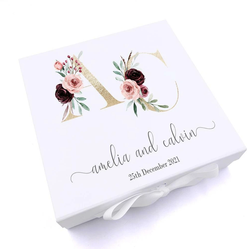 personalised Initials Wedding Keepsake Memory Box UV-285