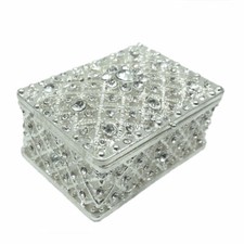  Silver Plated Alloy With Crystal Rhine Stone Jewelery Wedding Favor Trinket Box