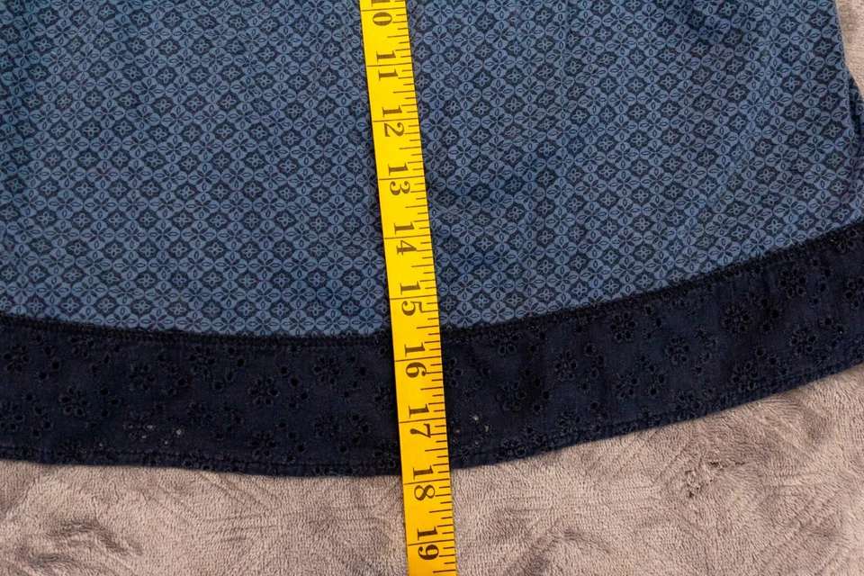 Heritage 1981 蓝色印花细肩带上衣波西米亚棉 M 女士青少年 — 第 4/4 张图片