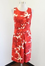 J Crew Winsome Dress in Blurry Rose Super 120s 100% Wool Size 0 Sheath Red Cream