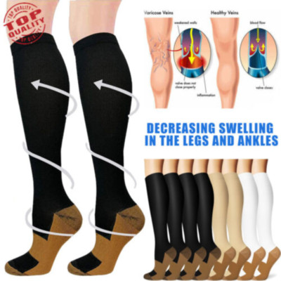 3/6Pair Women Men Copper Compression Socks Improve Circulation Diabetic Stocking