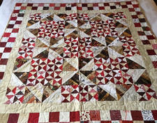 Handmade Baby Crib Quilt Blanket Mixed Red Tan Triangle Patchwork