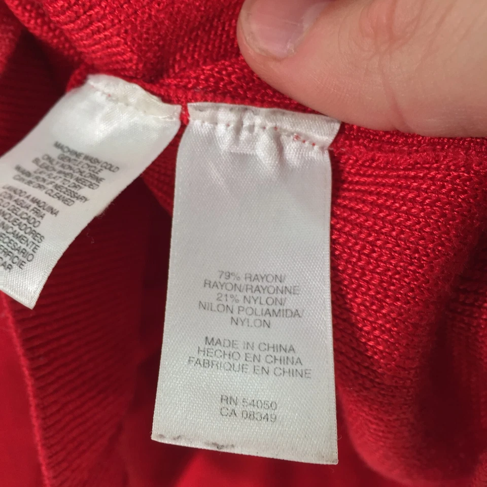 Jones New York Mujer Cárdigan Punto Talla M Rojo Manga Larga Mezcla Rayón 092947 Foto 4 de 4