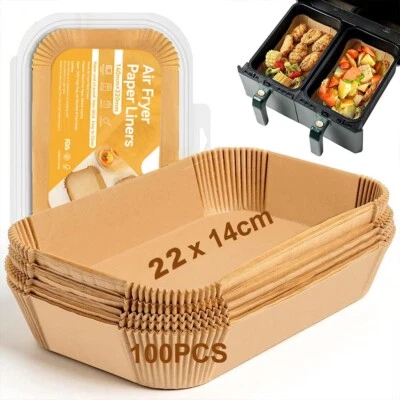 MARKENLOS 100 Stück Backpapier für Heißluftfritteuse, 22x14cm, Größe Ninja AF300EU, AF400