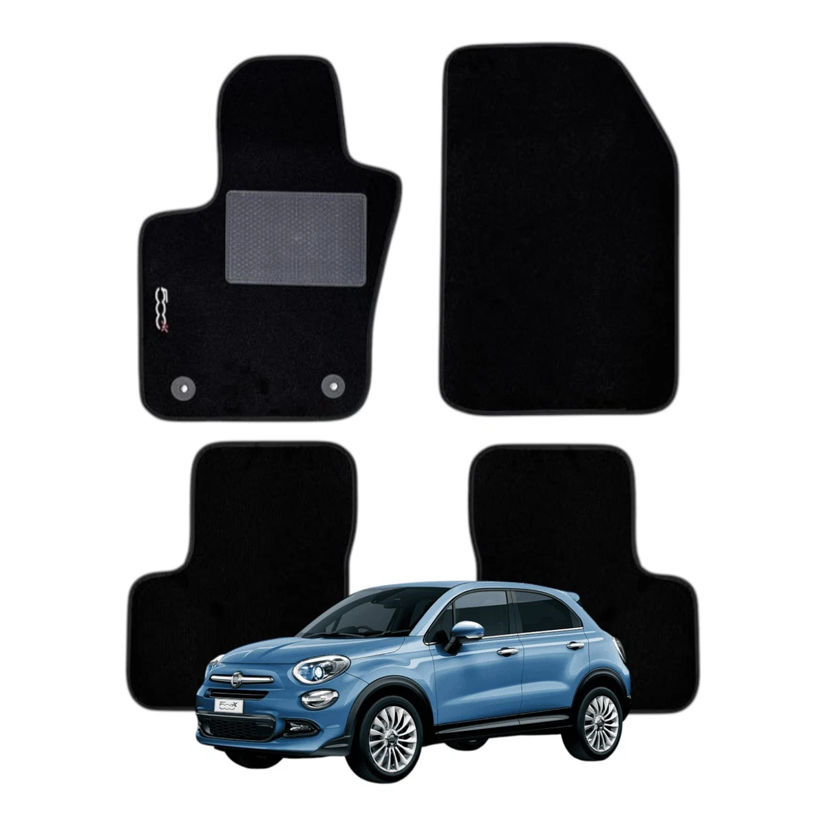 Tapis De Sol Feutre Sur Mesure Pour Fiat 500 (2007-2012) - Noir - Mossa - Neuf