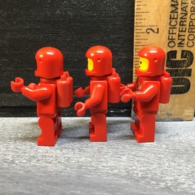 1983-86 Lego Red Spaceman Gold Moon Short Prongs Lot of 3 Minifigures