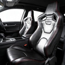 2pcs Universal Car Bucket Racing Seats Sliders Reclinable Pvc Leather Red Line 2pcs Universal Car Bucket Racing Seats Sliders Reclinable Pvc Leather Red Line