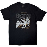 Led Zeppelin T Shirt Us 1975 Tour Flag Band Logo Nue Offiziell Herren Schwarz