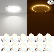 12 Pack 5/6 Inch 5CCT LED Recessed Can Light with Night Light