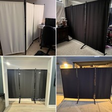 Room Divider 3 Panel Folding Privacy Screens w/ 6 Metal Feet for Office