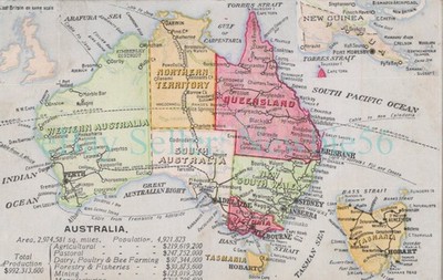 Australia - MAP QUEENSLAND VICTORIA NEW SOUTH WALES - Postcard Sydney/Brisbane