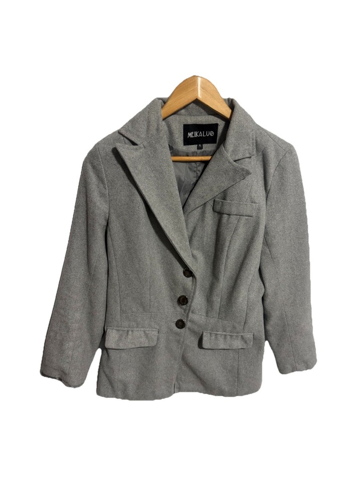 Meikalu Grey Winter Coat Buttons Lined Size XL