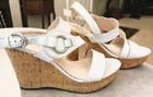 FRANCO SARTO Size 7 White Leather "Surprise 2" Wedge Sandal Cork 4" Heel — photo 2