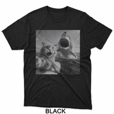 Funny Cat Selfie Surfing Shark T-Shirt