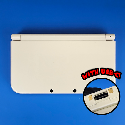 New Nintendo 3DS LL (XL) TOP IPS Usb C Type C WHITE W/ 128 gb sd