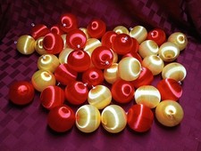 Vintage 47 pc Satin Christmas Tree Ornaments Balls, 24 Yellow/Gold 23 Red 2.5"