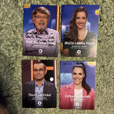 4 Autogrammkarten Quizduell-Olymp ARD 2026 handsigniert 