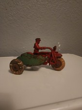 Hubley Cast Iron Harley Davidson 1930s Antique Motorcycle with Sidecar